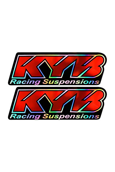 Choice8 Laser Rainbow Red 2PCS Motocross Motorcycle Stickers Fork Showa KYB W...