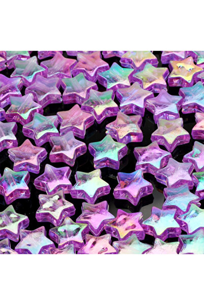 Choice3 Purple 50pcs Transparent AB Color Five-pointed Star Acrylic Beads Loo...
