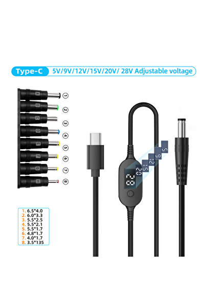 choice2 كابل طاقة USB-C إلى تيار مستمر 140 واط - TYX-PVC-8 في 1، من النوع C إ...