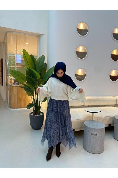 moda biz Women's Asymmetrical Cut Chiffon Skirt with Elastic Waist and Lining