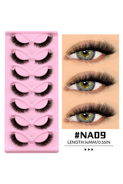 Choice5 7 أزواج - NA09 رموش فيلتريناي بتصميم عين القطة، رموش صناعية طبيعية، أ...