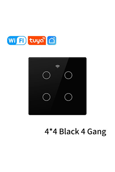 Choice3 GGBEE Black 4 gang WiFi Smart Switch Brazil Standard 4x4 Size Tuya Sm...