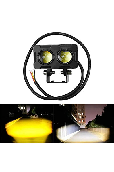 choice2 Black 1PC Motorcycle LED Lens Spotlight Double Lenses Spotlight Motor...