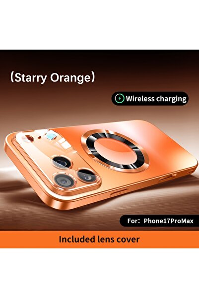 Choice93 جراب فاخر بلون برتقالي من التيتانيوم المعدني غير اللامع لهاتف iPhone...