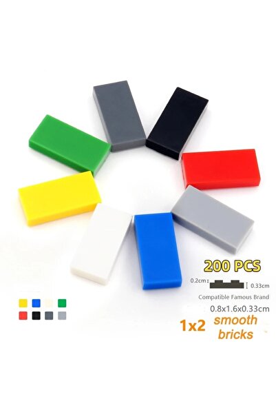 Choice 200 قطعة من بلاط البناء 1x2 بألوان متنوعة من 3 إلى 5 ألوان، ملحقات بال...