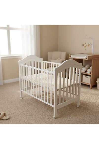 COMPLEX Luxury white wooden crib with wheels – 120 x 60 cm