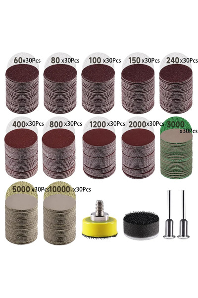 Choice8 مجموعة ورق صنفرة لاصق بخطاف وحلقة، 364 قطعة، مقاس 1 بوصة، بدرجات خشون...