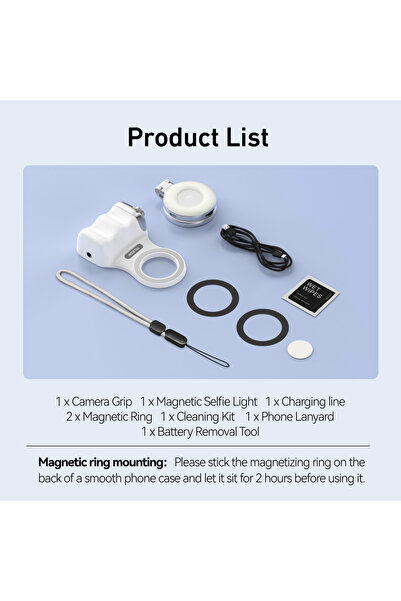 Choice مقبض يدوي مزود بإضاءة تعبئة، حامل مغناطيسي للهاتف الذكي من تيليسين، مس...