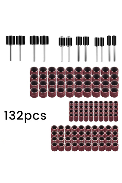 choice2 مجموعة أسطوانة صنفرة مكونة من 132 قطعة، حبيبات رقم 80 و120، أكمام دري...