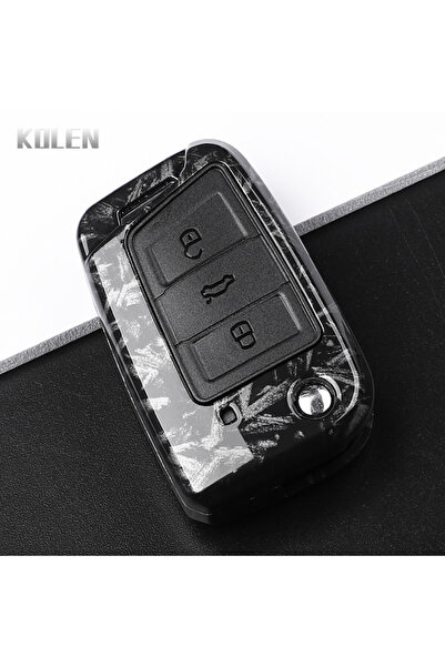 Choice5 غطاء مفتاح سيارة بثلاثة أزرار بتصميم ألياف الكربون ABS، مناسب لسيارات...