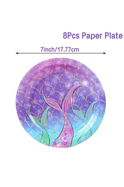 Choice 8pcs 7inch plates Mermaid Disposable Tableware Set Paper Plates Cups L...