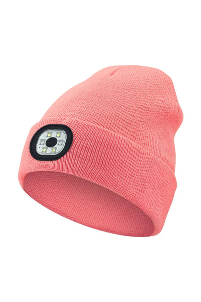 Choice7 light pink LED Beanie Hat with Light Unisex Warm Winter Hat USB Recha...
