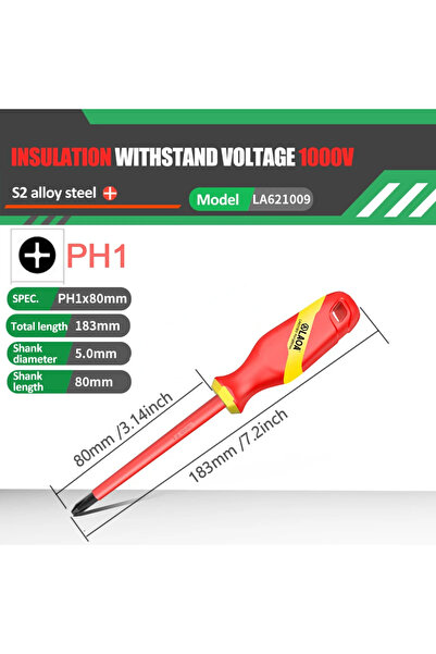 Choice1 مفك براغي معزول PH1LA621009 LAOA VDE، عازل من الفئة S2، رأس فيليبس، ت...