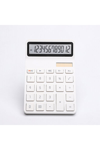 Choice WHITE 12-Digit Solar Calculator with Dual Power Supply Electronic Fina...