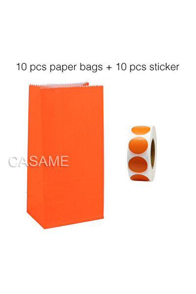 Choice5 18x9x6cm solid orange 10 Pcs Bags and Sticker Stand Up Colorful Solid...