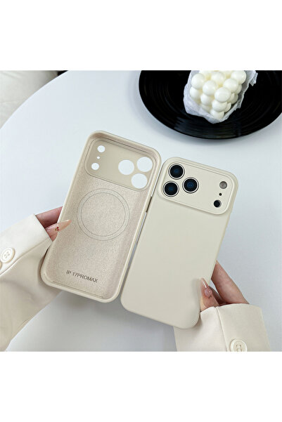 Choice35 جراب حماية سيليكون أصلي أبيض اللون لهاتف iPhone 17 Pro Max، مزود بغط...