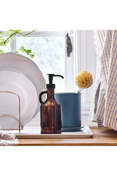 IKEA QUİCK Sıvı Sabunluk Cam Hacim 380 ml Sabun Kabı Şeffaf Kahverengi Yüksek...