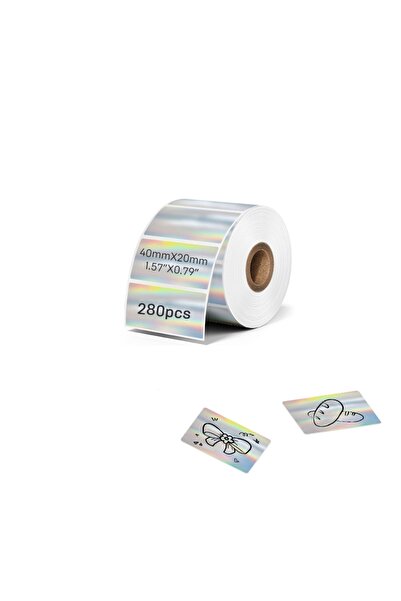 choice2 ملصق طابعة حراري ثلاثي الأبعاد فضي اللون من كايشن، مقاس 40 × 20 مم، ذ...