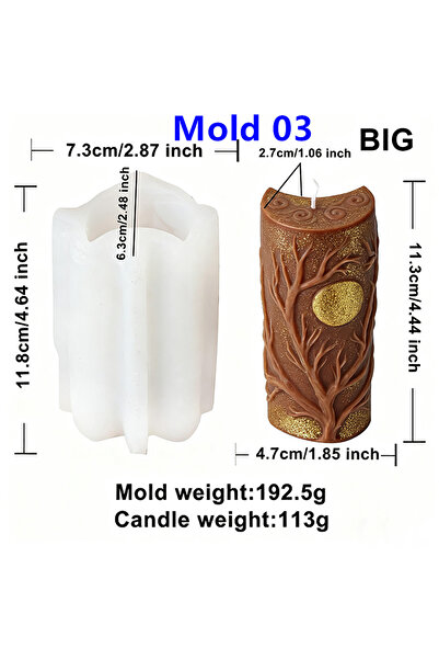 choice2 قالب كبير 03 ثلاثي الأبعاد بنمط الشمس والقمر، قالب أسطواني، قالب شموع...