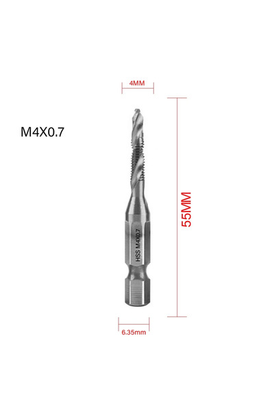 Choice19 M4X0.7 Silver 6PCS Metric Titanium Drill Tap Combination Bit Set 1/4...