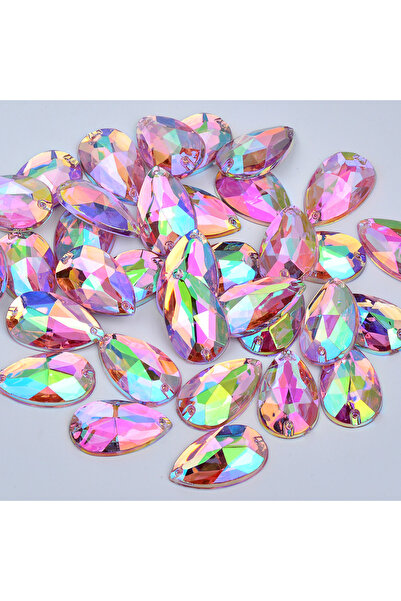 Choice8 Pink AB 100Pcs 17*28mm Large Sewing Crystal AB Drop Rhinestone Appliq...
