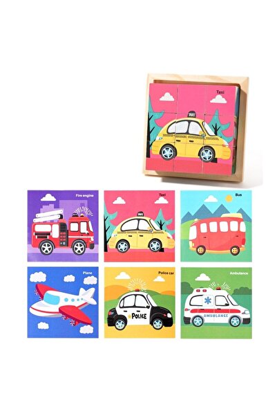 Flippy Puzzle din Lemn, Flippy, 9 Cuburi, 6 Fete, 4-6 Ani, 11 x 11 x 3.2 cm, ...