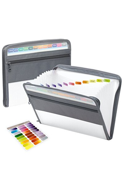 Choice1 White Accordion File Organizer with Safe Zipper, 13 Pket Expanding Fi...