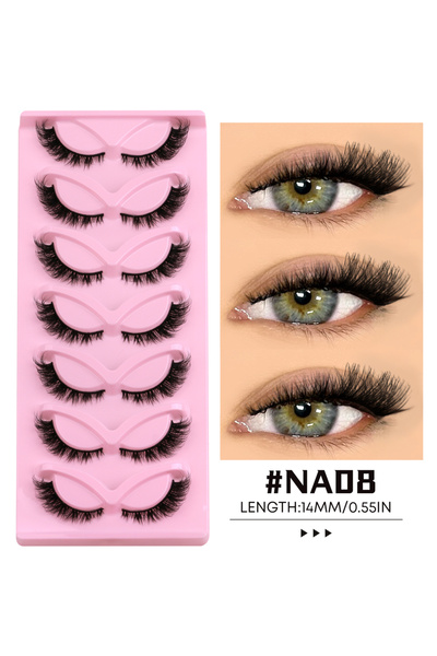 Choice4 7 أزواج - NA08 رموش فيلتريناي بتصميم عين القطة، رموش صناعية طبيعية، أ...