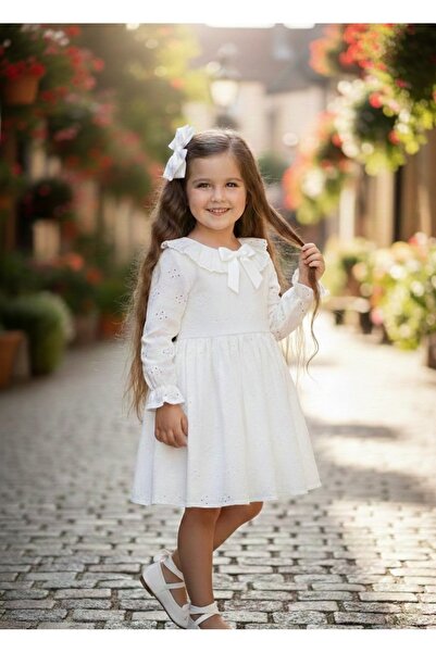 Tinypeople Girl's White Fisto Dress Festive Stylish Dress Children's Party Dr...