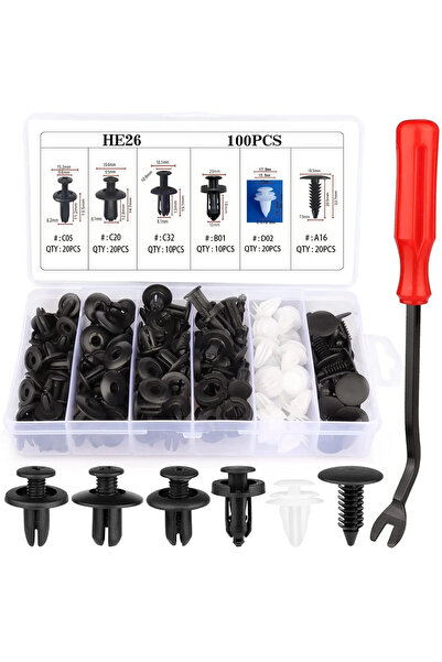 Choice8 مجموعة مشابك تثبيت السيارات E-100 قطعة مع أداة، 50-100 قطعة، مشابك بر...