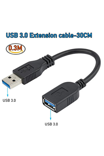 Choice كابل تمديد USB 3.0 قصير فائق السرعة من VIKEFON بطول 30 سم، مزود بمنفذ ...