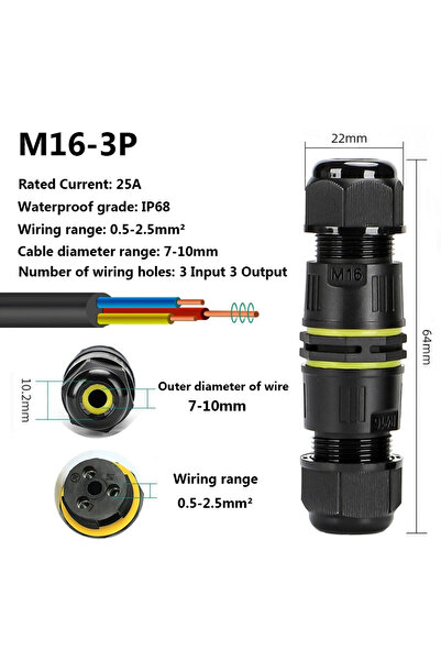 Choice28 M16-3P 7-10mm IP68 Waterproof Wire Quick Connection Connector 2 3 4 ...