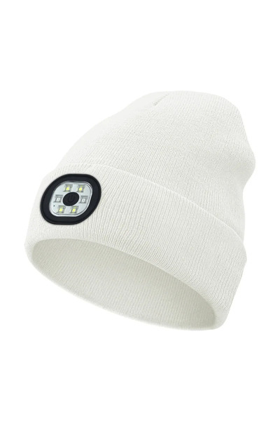 choice2 WHITE LED Beanie Hat with Light Unisex Warm Winter Hat USB Rechargeab...