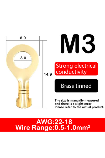 Choice75 100 M3(G) O-type Ground Lugs Terminal Cold-Pressed per Tab Wiring No...