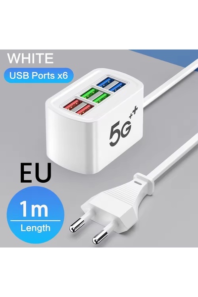 Choice1 EU 6 in 1 Multiport USB Mobile Phone Fast Charger Adapter EU/US/UK Pl...