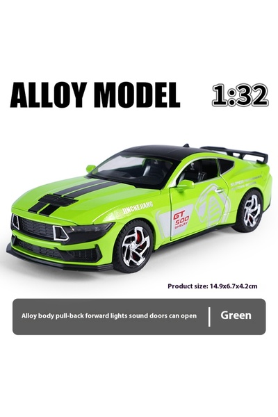 choice2 سيارة موستانج GT500 خضراء اللون بمقياس 1:32 مصنوعة من سبيكة معدنية مص...