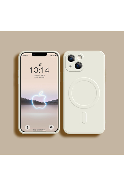 Choice38 جراب شحن لاسلكي مغناطيسي Magsafe لهاتف iPhone 13، لون أصفر كريمي، مت...