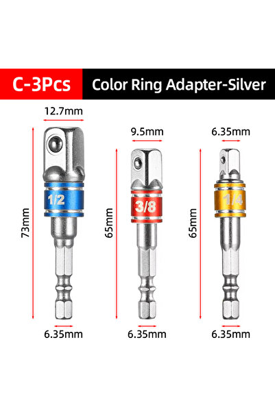 choice2 مجموعة لقم ثقب فضية اللون مكونة من 3 قطع، مقاسات 1/4 بوصة، 3/8 بوصة، ...
