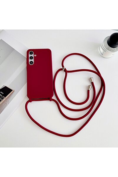 Choice83 جراب سيليكون وحزام أحمر داكن قابل للسحب، حبل تعليق، جراب سيليكون سائ...