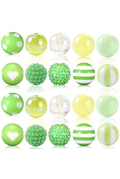 choice2 Green 20 Pcs Chunky Bubblegum Beads Fal Beads Pen Beads Large Rhinest...