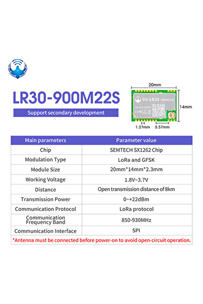 choice2 وحدة LR30 900M22S DX-LR30 اللاسلكية بتقنية LoRa، مزودة بشريحة SX1262،...