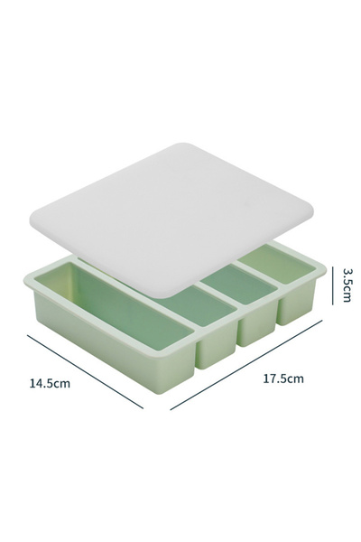 Choice4 صواني تجميد سيليكون كبيرة جدًا مع غطاء، لون أخضر، قطعة واحدة، لتخزين ...