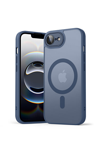 Choice5 جراب فاخر غير لامع مغناطيسي شفاف باللون الأزرق الداكن لهاتف آيفون 16E...