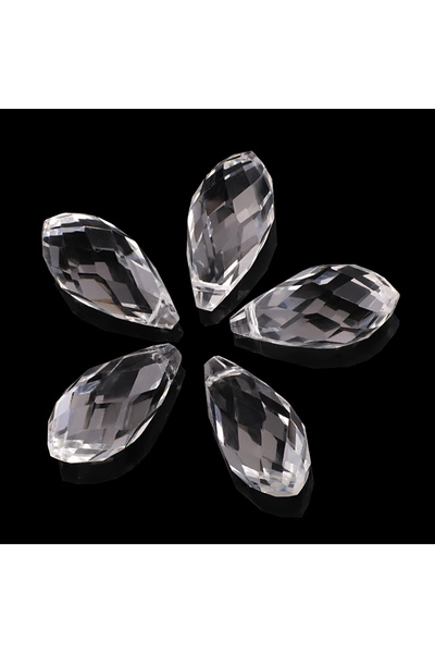 Choice14 12x25mm-5pcs white 5Pcs 12x25mm Crystal Drop Pendant Green Glass Fac...