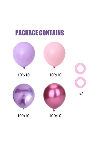 Choice1 النمط الثاني - 42 قطعة من بالونات الحفلات الوردية والبنفسجية المعدنية...