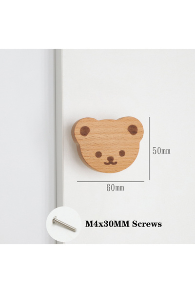 Choice8 مقابض أبواب خشبية على شكل دب، مقابض أثاث خشبية على شكل حيوانات لغرفة ...