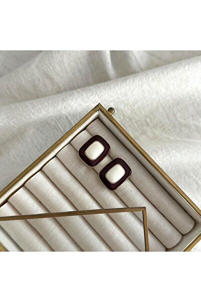 Alice İsstanbul Burgundy&White Vintage Earrings