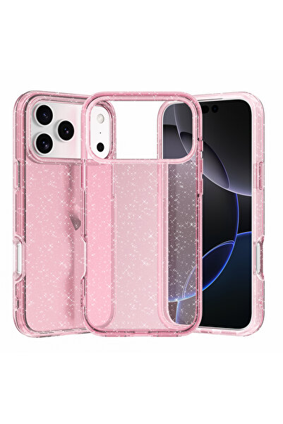 Choice جراب شفاف فاخر لامع باللون الوردي لهاتف iPhone 17 Pro Max، متوافق مع i...