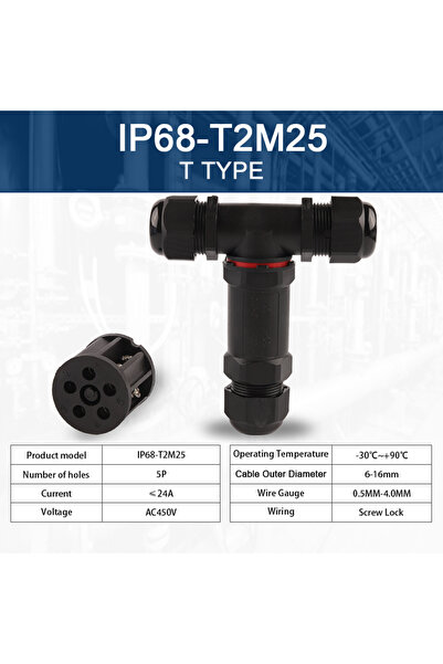 Choice1 قطعة واحدة من موصل T2M25-5X (6-16 مم) مقاوم للماء بمعيار IP68، من نوع...