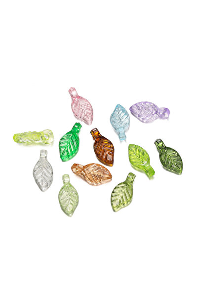 Choice8 Random mixed 100pcs Acrylic Leaf Shaped Charms Colored Leaves Spacer ...